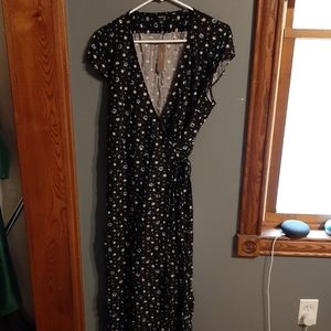 A flower print wrap dress